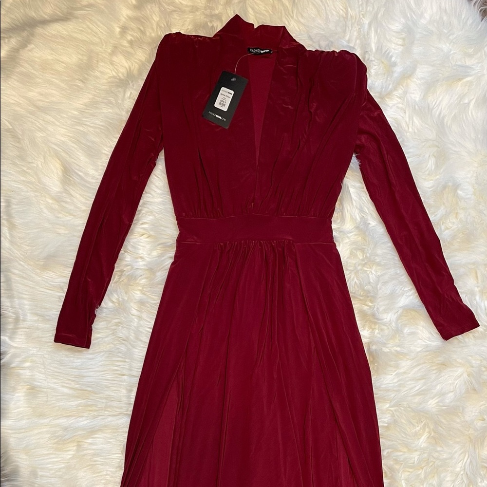 Burgundy Fashion Nova Long Dress